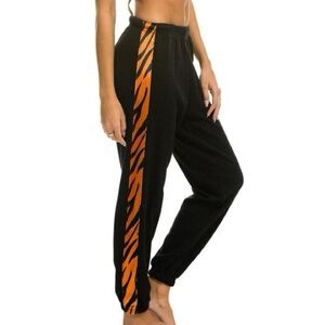 Aviator Nation Tiger Stripe Sweatpants Joggers Black Orange Tiger Size XL